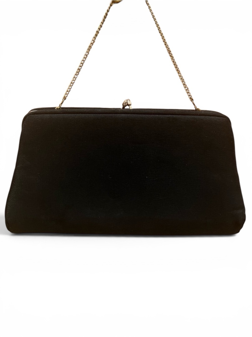 Harry Levine HL USA Vintage Black Clutch with Gold Chain Strap